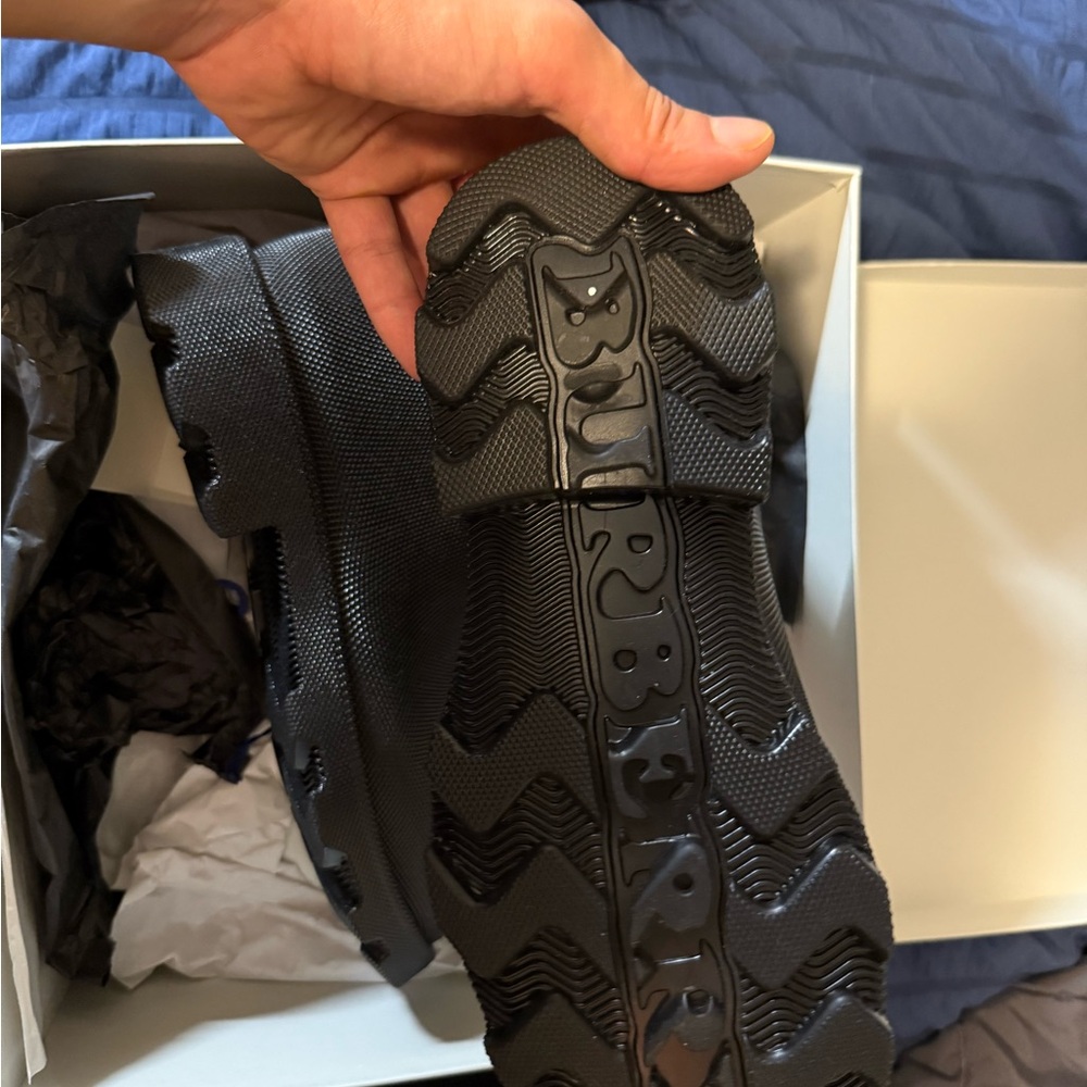 Burberry Black Textured Slip-On Rain Boots - Picture 6 of 7